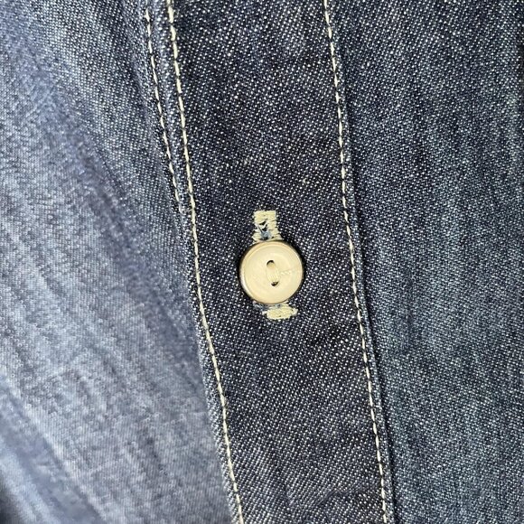 AMO Shirt Dress Womens Small Blue Denim Jean Button Short Sleeve USA Pockets - Picture 3 of 10